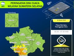 Prakiraan Cuaca Wilayah Sumatera Selatan hari ini, Selasa, 26 Maret 2024