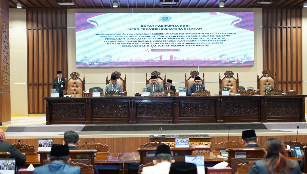DPRD Sumsel Gelar Rapat Paripurna Penyampaian Tanggapan Gubernur Terhadap Raperda tentang Perubahan Kedua atas Perda Nomor 12 Tahun 2017